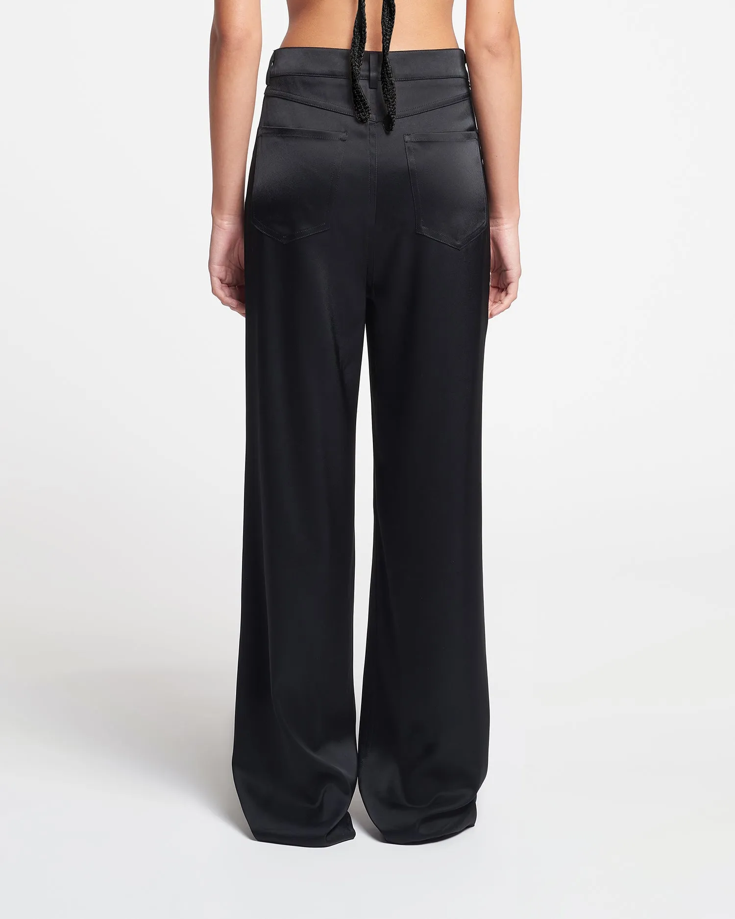 Josine - Slip Satin Baggy Pants - Black