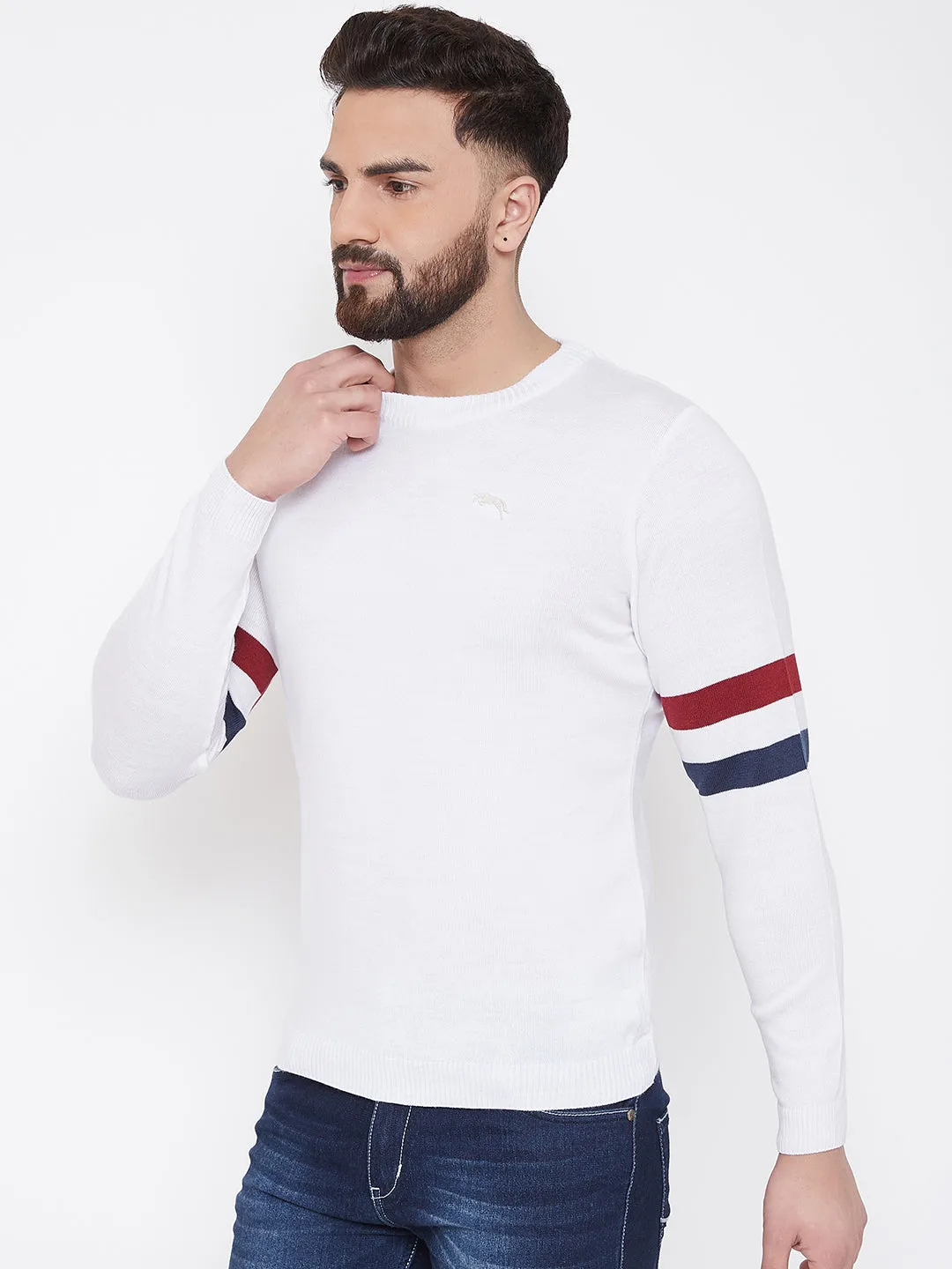 JUMP USA Men White Solid Sweater