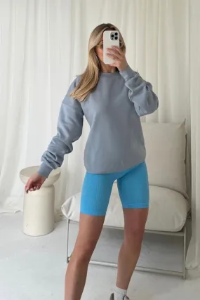 Kaia baby blue sweater and cycling shorts set