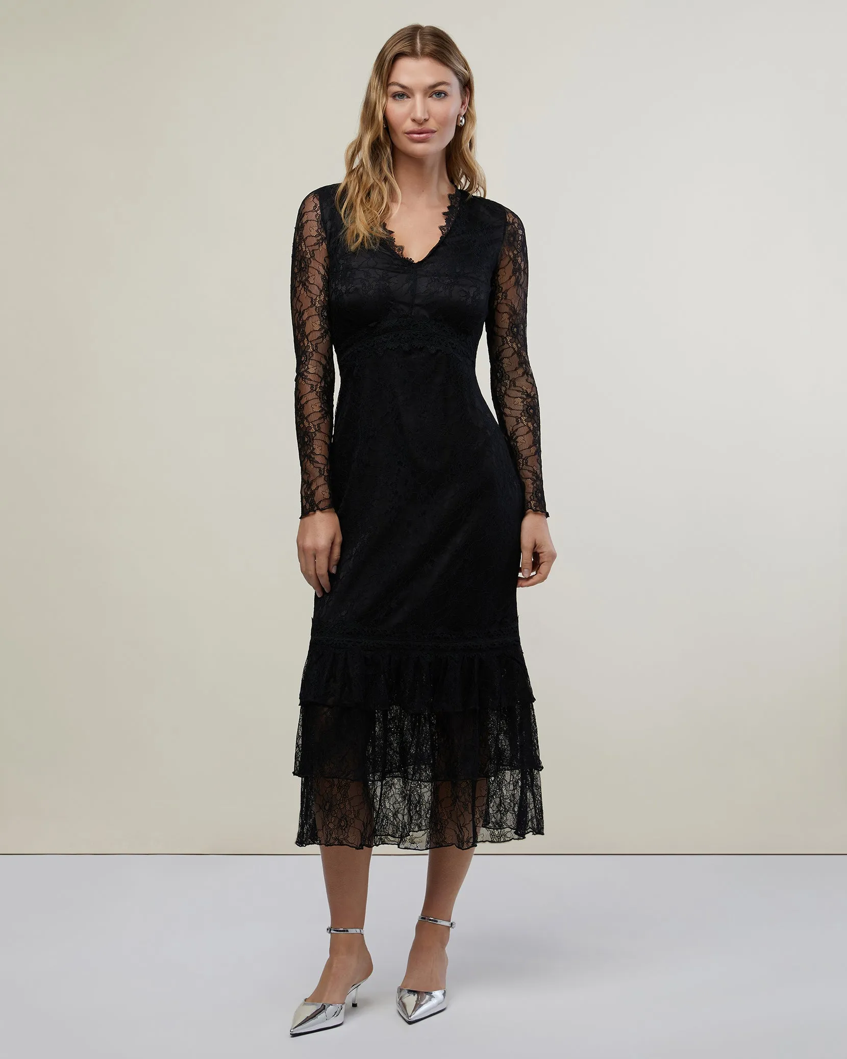 Lace Tiered Midi Dress