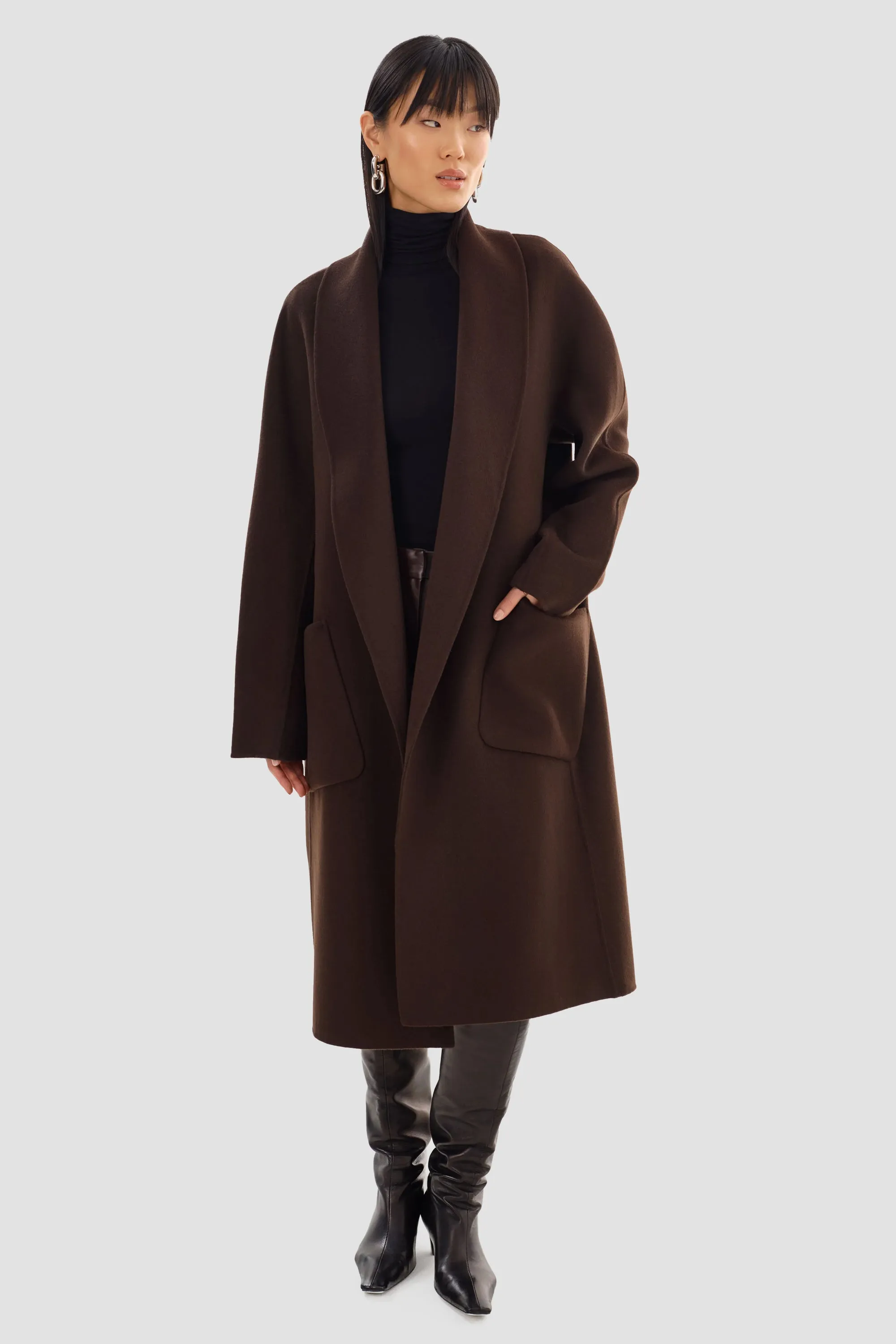 LAMARQUE Women's Thara Shawl Collar Wool Coat