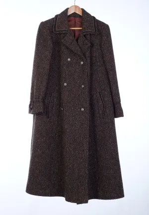 Lampert Pure New Wool Brown Tweed Coat UK Size 18