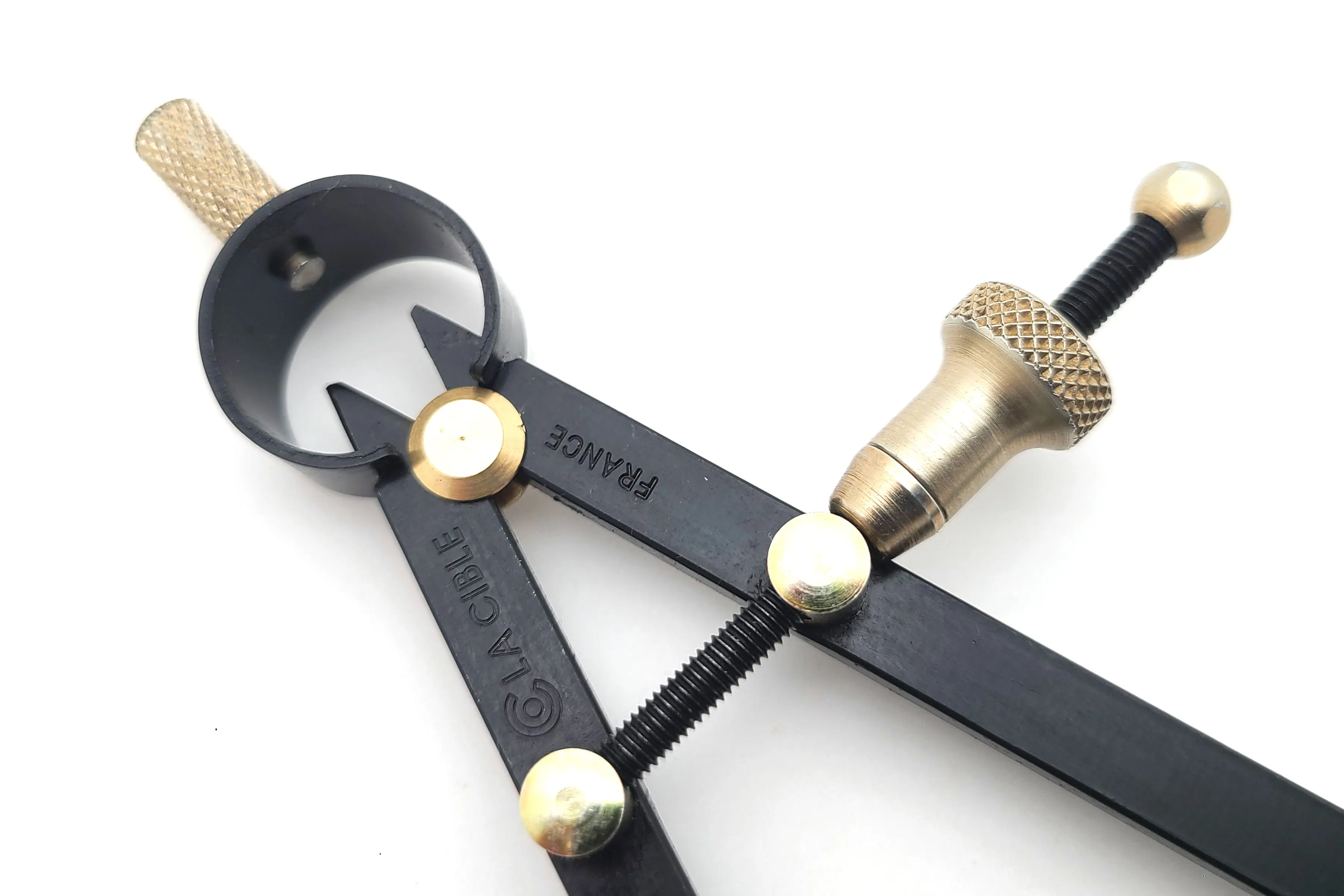 Ledin French Black Gun Pencil Compasses with Quick-Adjust Nuts and Brass Fittings