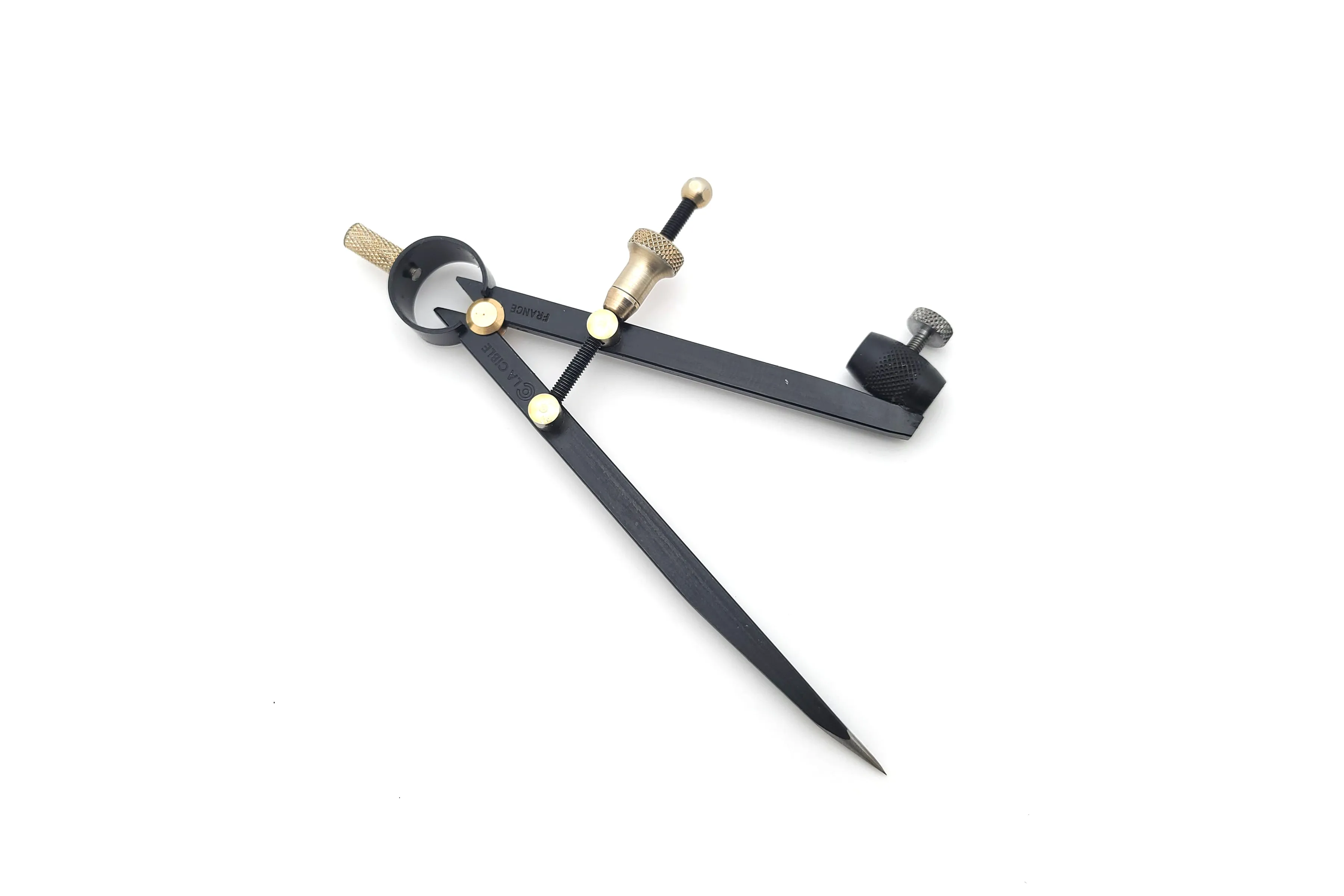 Ledin French Black Gun Pencil Compasses with Quick-Adjust Nuts and Brass Fittings