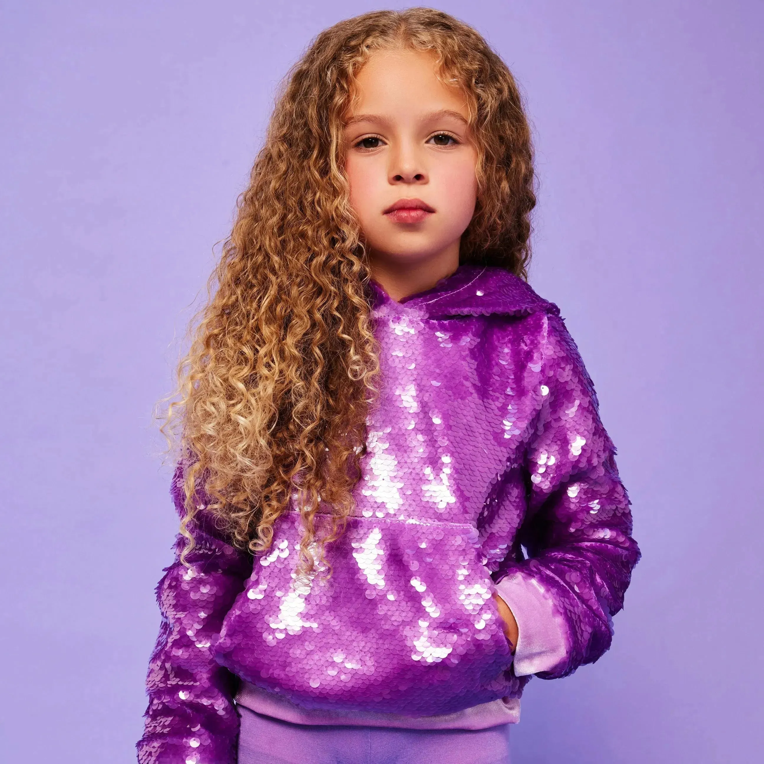 Lilac Oversized Sequin Hoodie