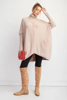 Long Beige Sweater with Pockets