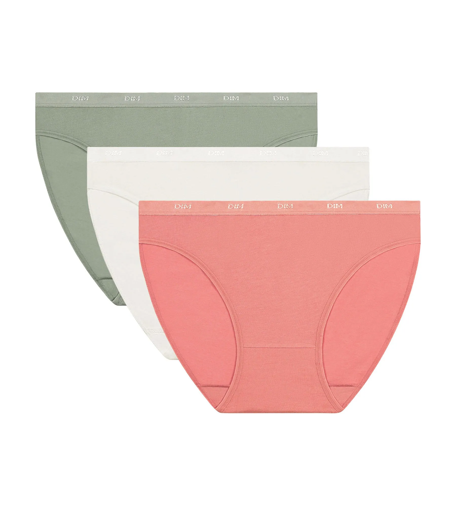 Lot de 3 culottes en coton stretch Rose Saumon Vert Les Pockets EcoDim