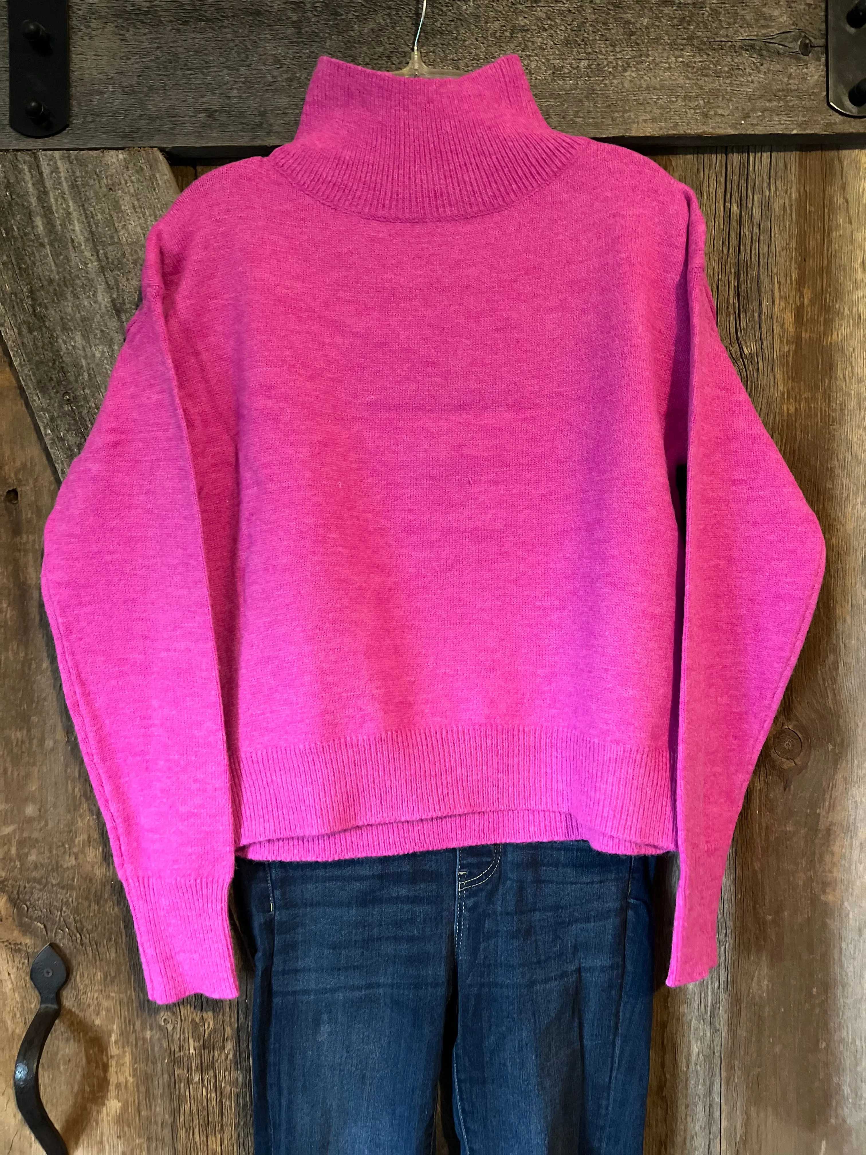 Lyla & Luxe Mabel Magenta Mock Neck Sweater