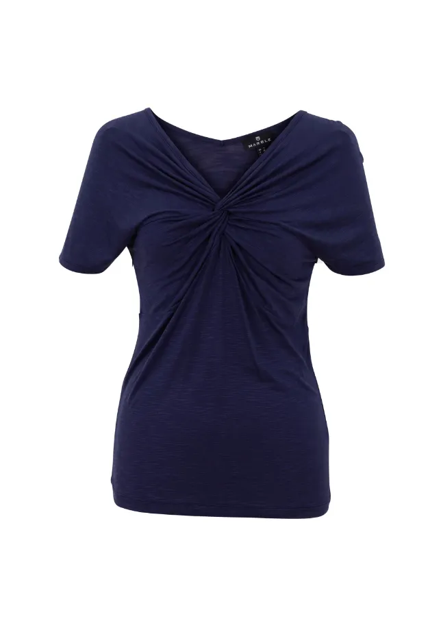 Marble 6940 Plain Short Sleeved Twist Front Top (2 Colours)