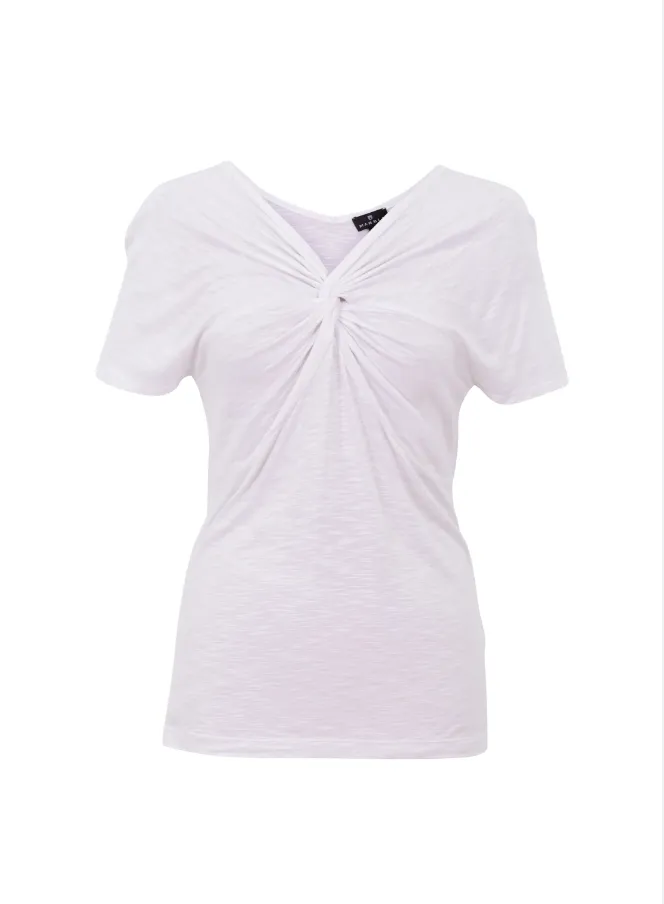 Marble 6940 Plain Short Sleeved Twist Front Top (2 Colours)