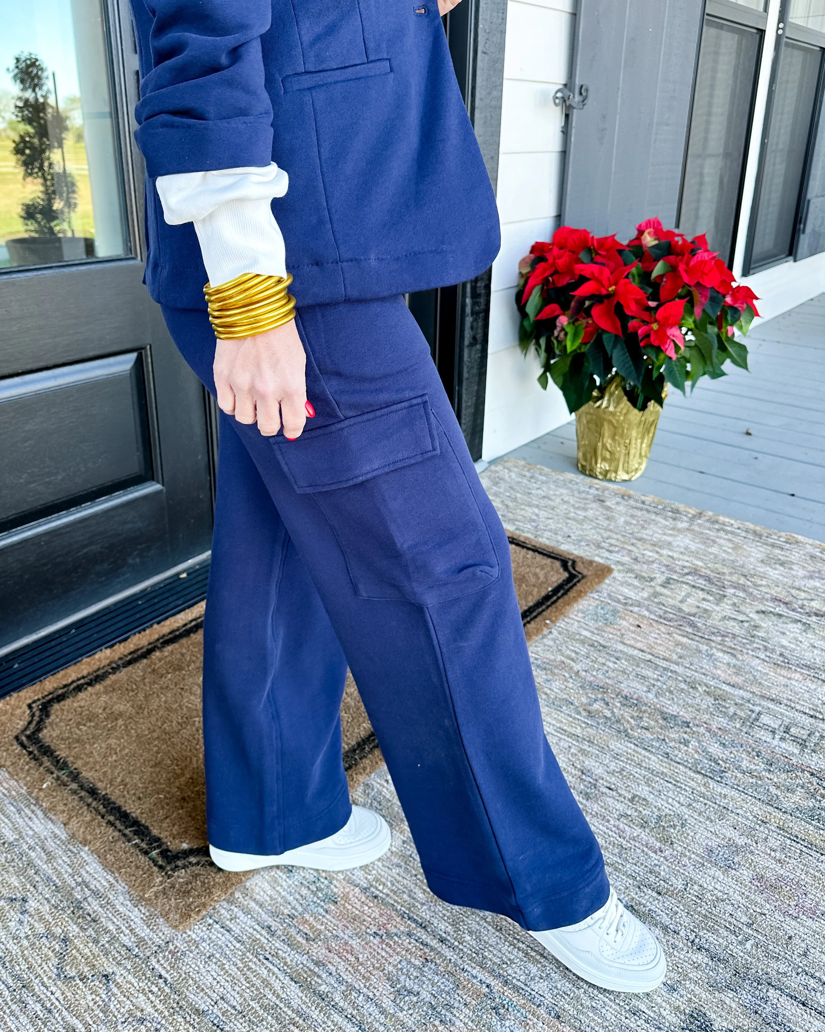 Navy Terry Blazer and Pant Set