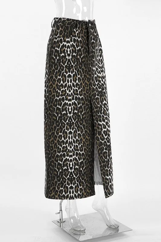 NEW!! The Leopard Lauren Denim Midi Skirt