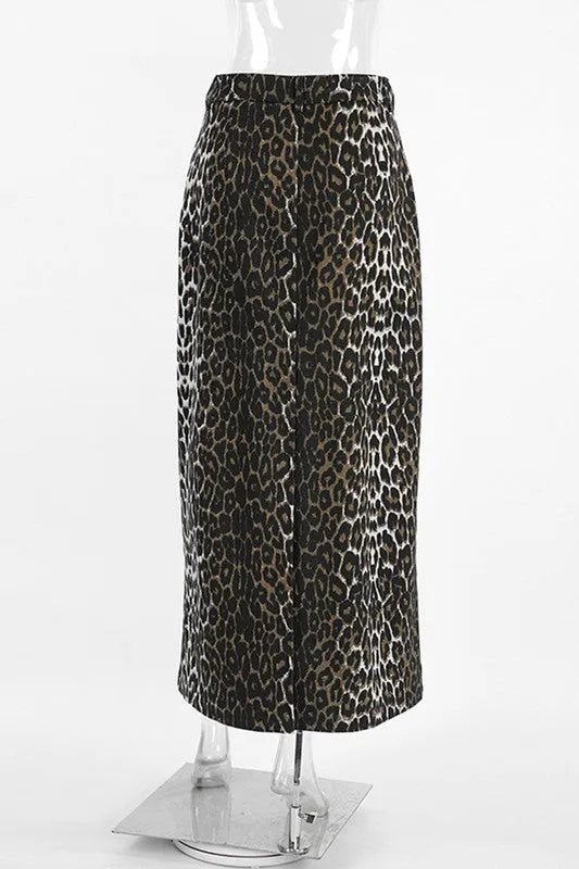 NEW!! The Leopard Lauren Denim Midi Skirt