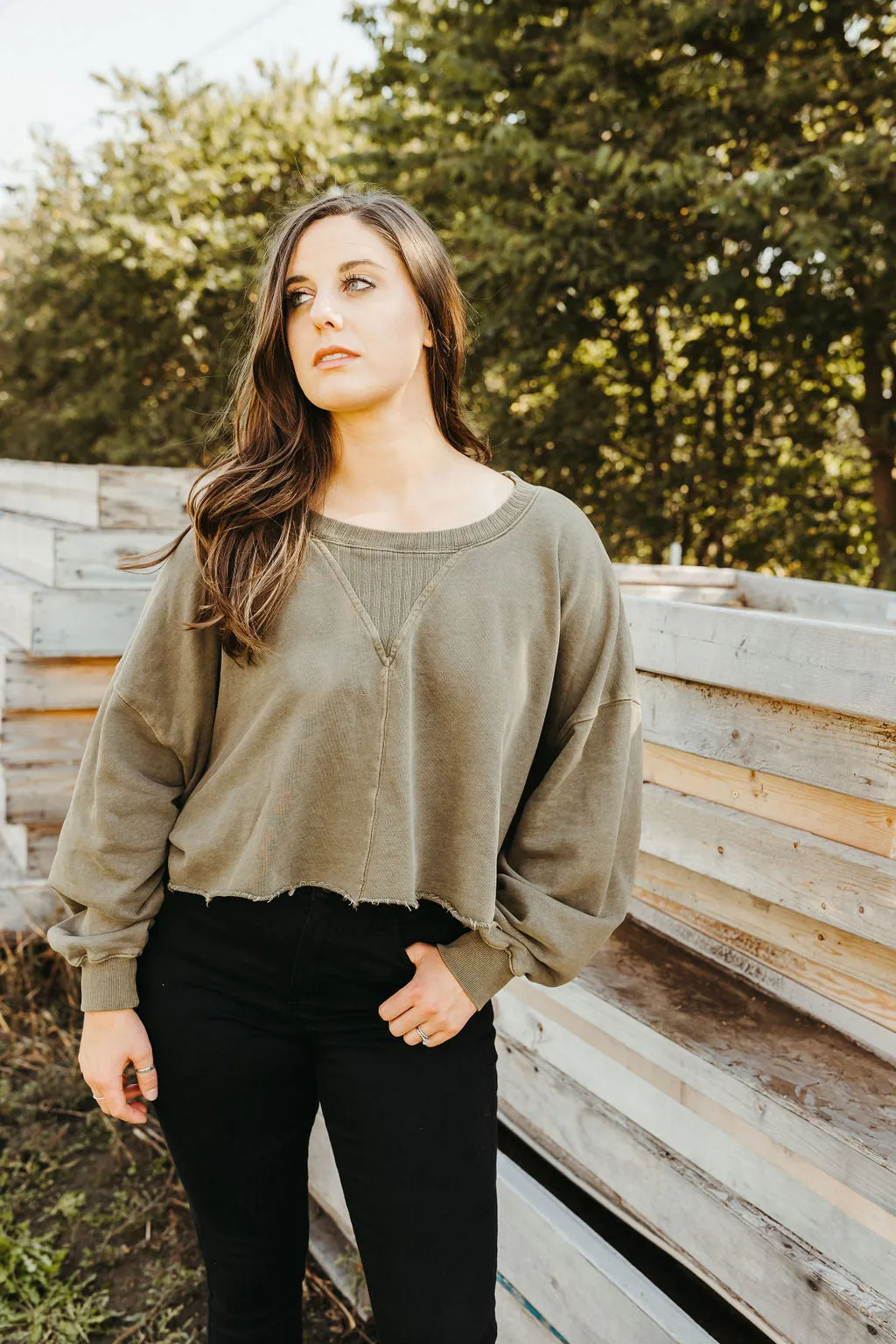 Olive || Paige Vintage Wash Pullover