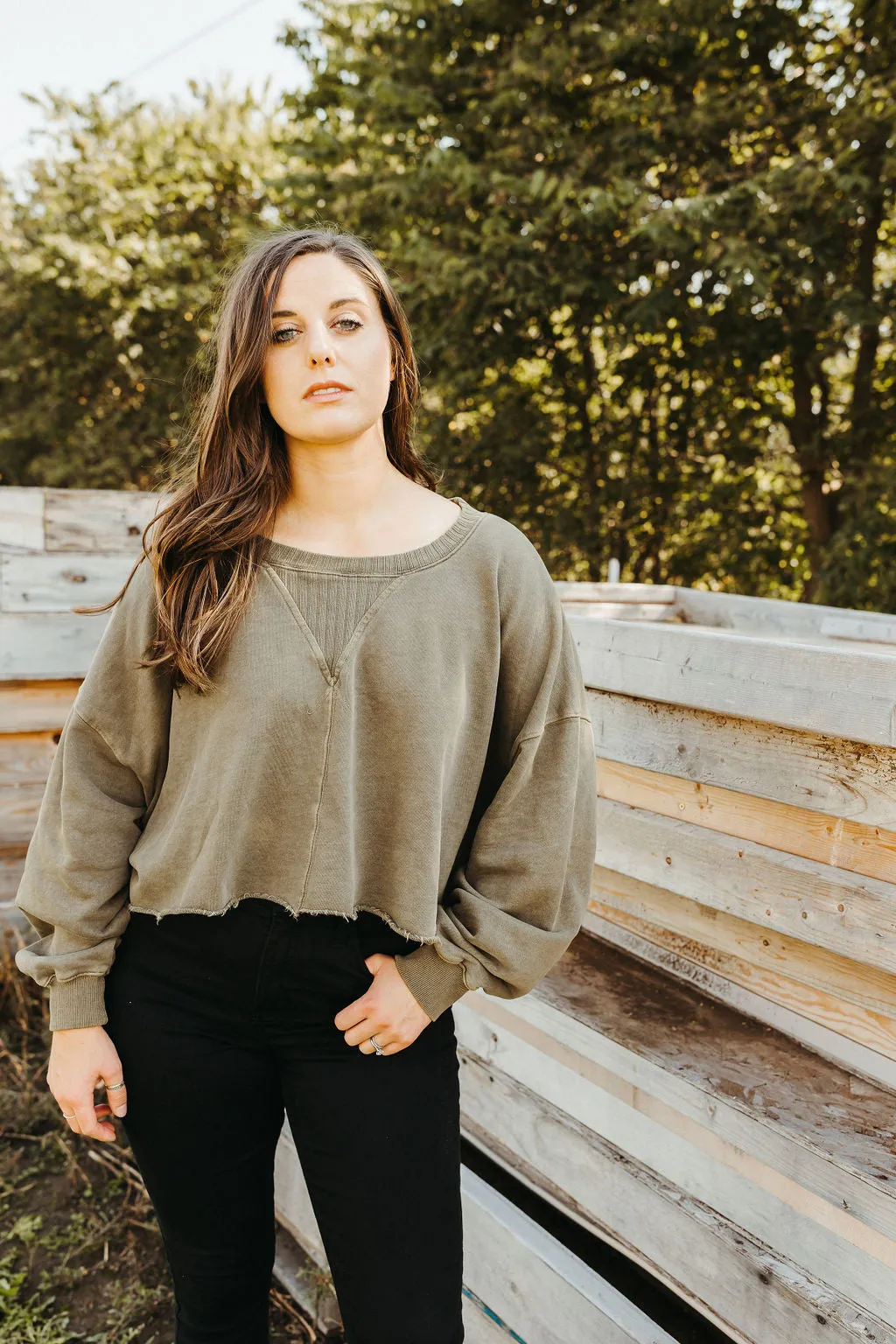 Olive || Paige Vintage Wash Pullover