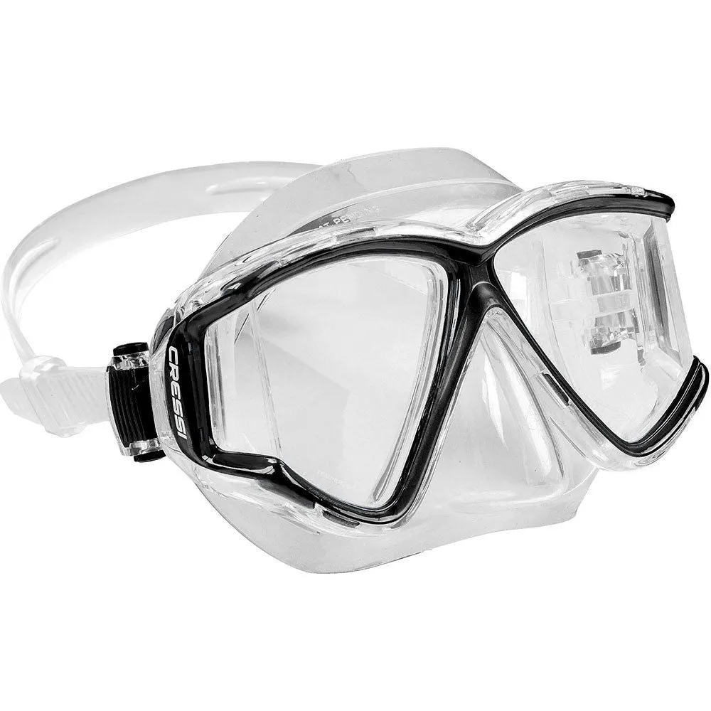 Open Box Cressi Panoramic 4 Window Dive Mask-Black / Clear