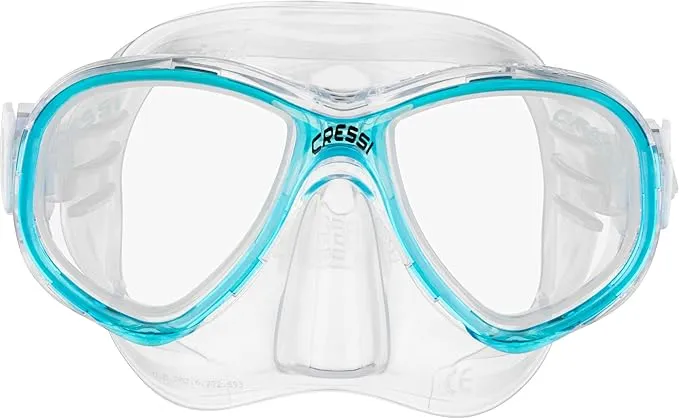 Open Box Cressi Perla Jr Scuba Dive Mask - Clear/Aquamarine