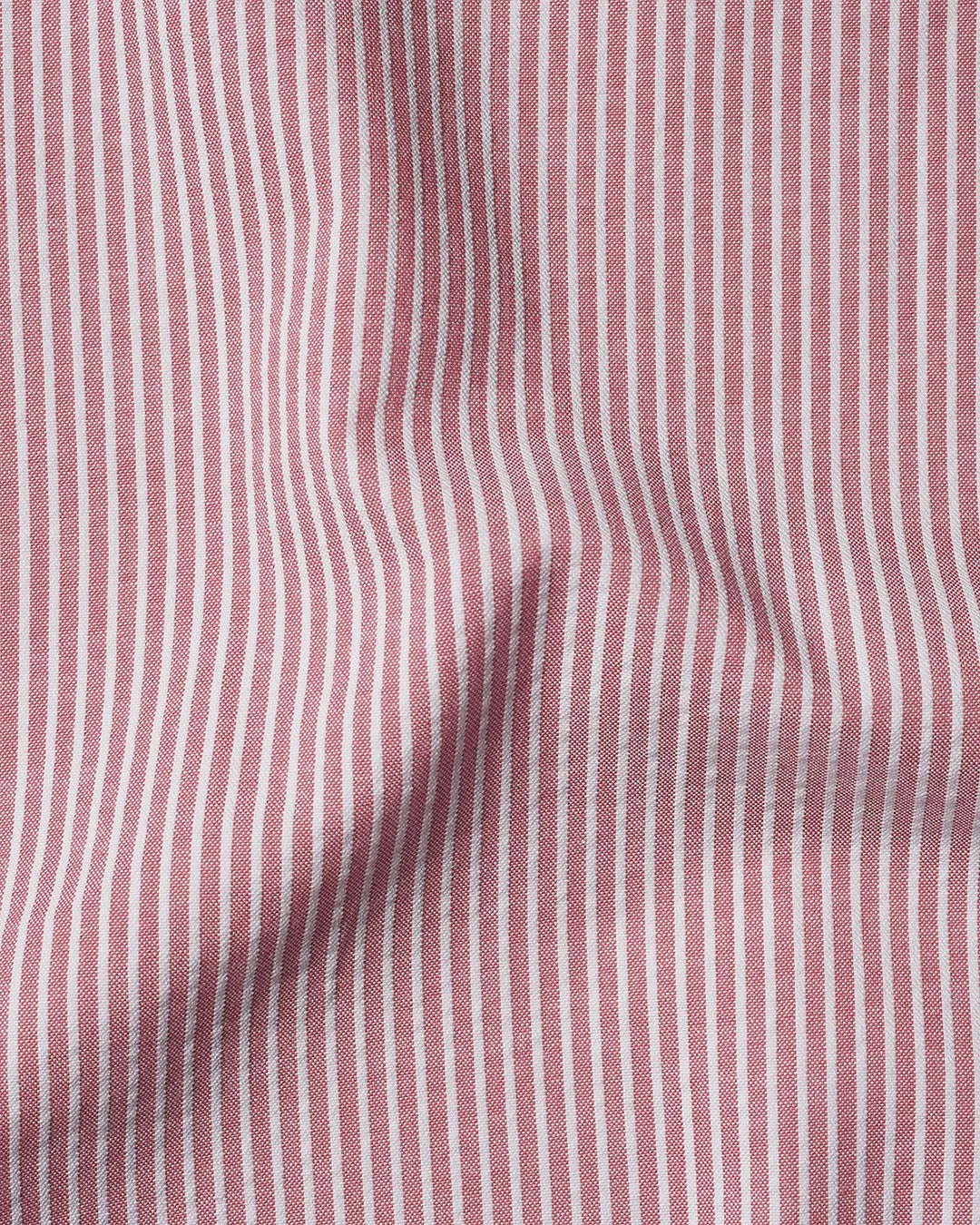 Pale Red White Pin Stripes Seersucker