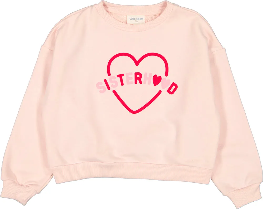 Pink Cotton "Sisterhood" Peace Crewneck