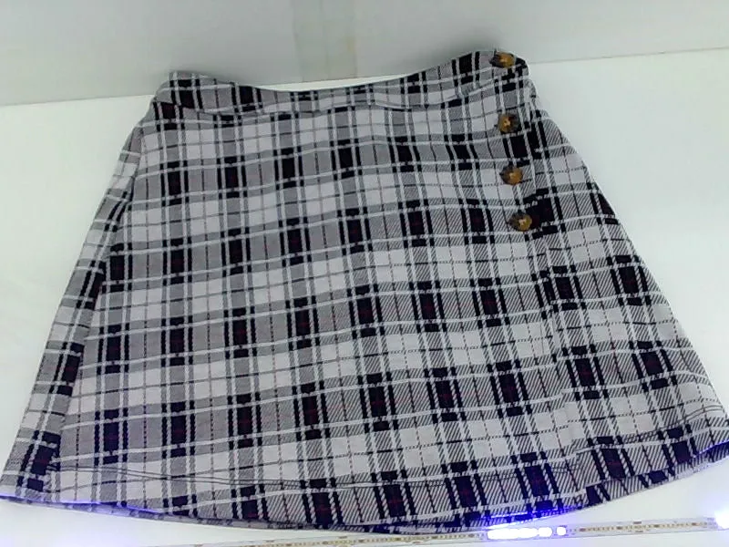 Plaid ALine Mini Skirt with Button Details Small