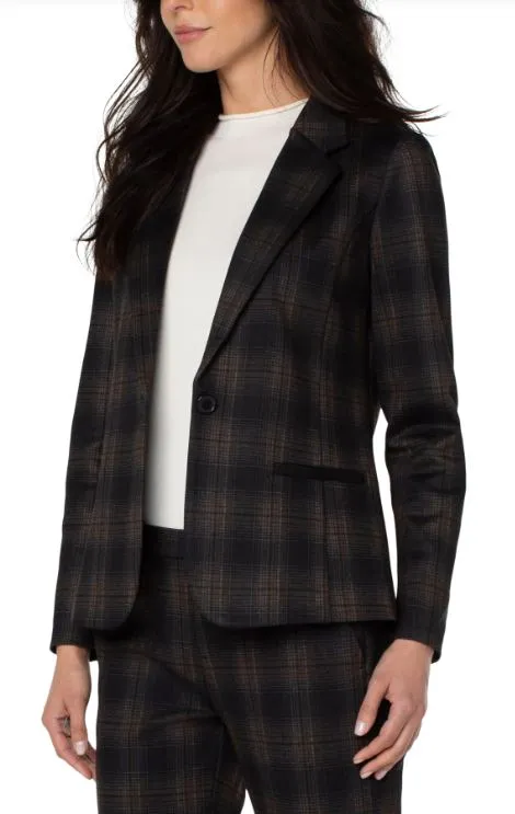 Plaid Fitted Blazer | Coffee Bean