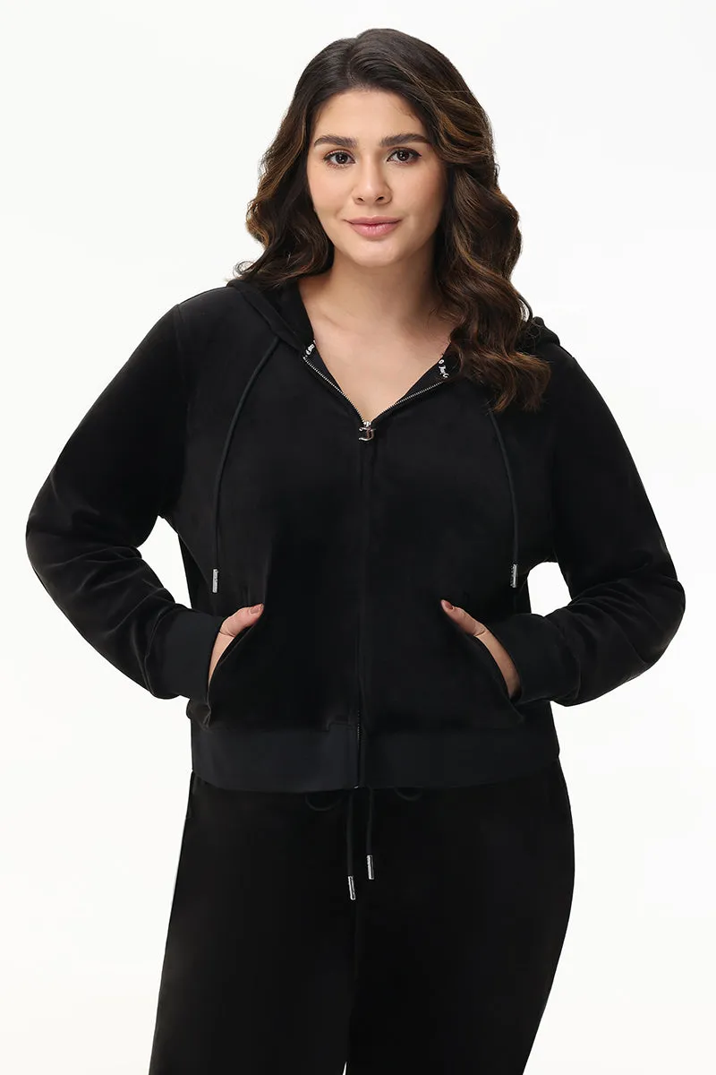 Plus-Size Mixed Crystals Velour Hoodie