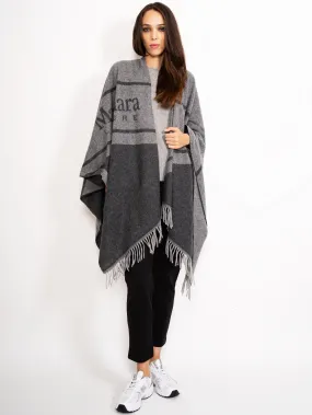 Poncho con Frange Grigio