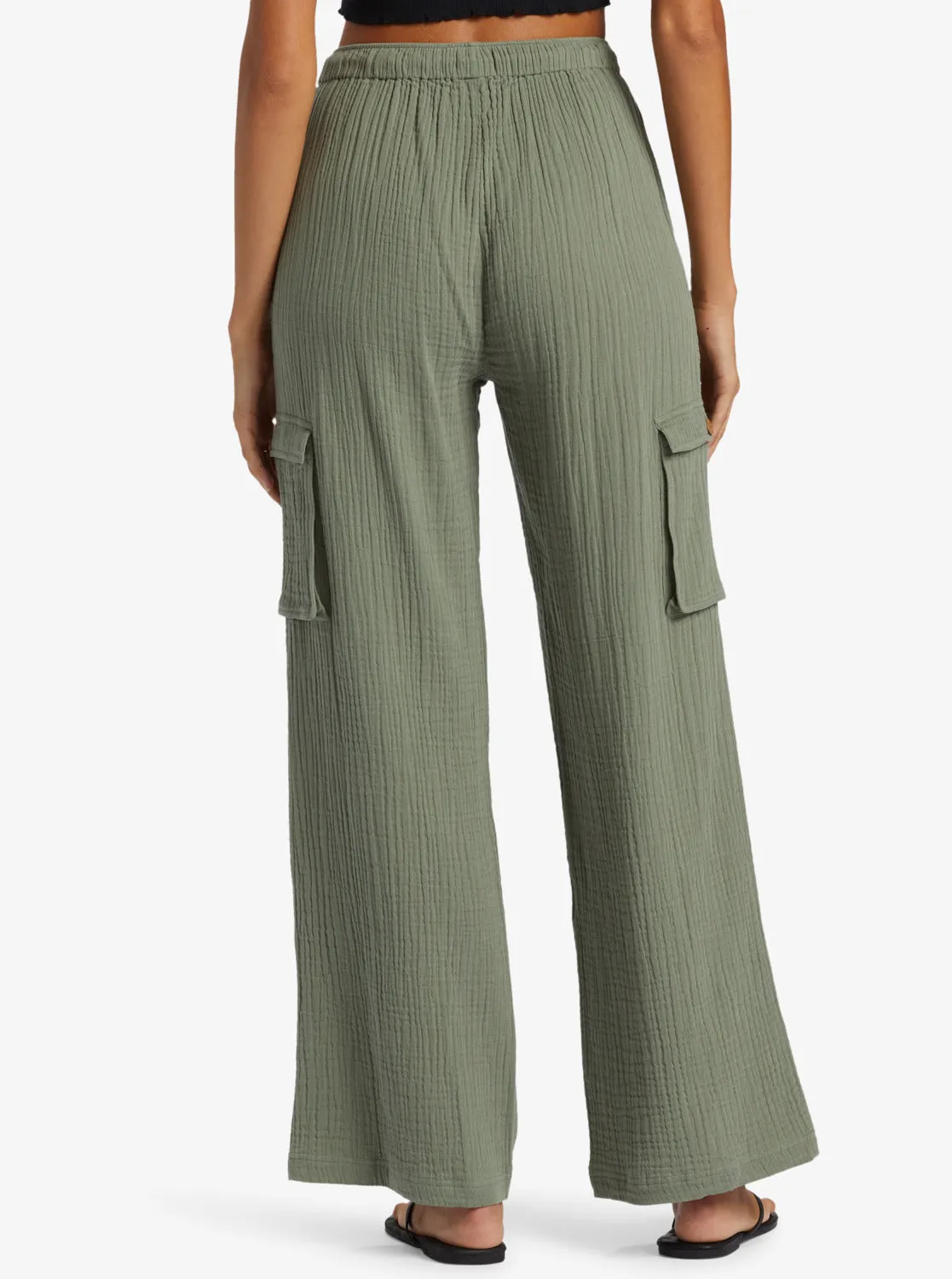 Precious Cargo Gauze High Waisted Pants - Agave Green