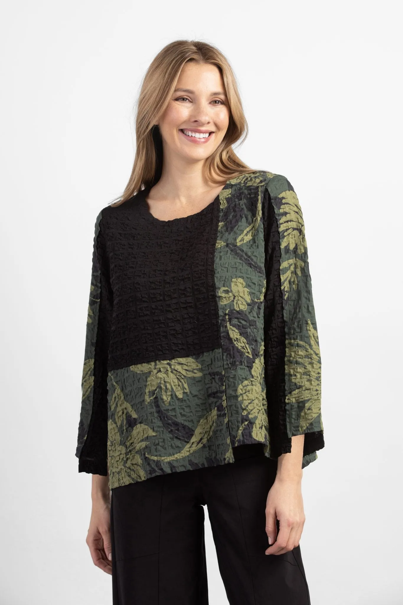 Pucker Floral Seam Pullover