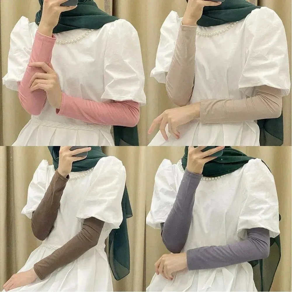 Ramadan Abayas Arm Cover Muslim Women Hijab Sleeves Stretchy Modal Islam Abaya Arm Warmers Solid Color Arm Aleeves Muslim Clothe