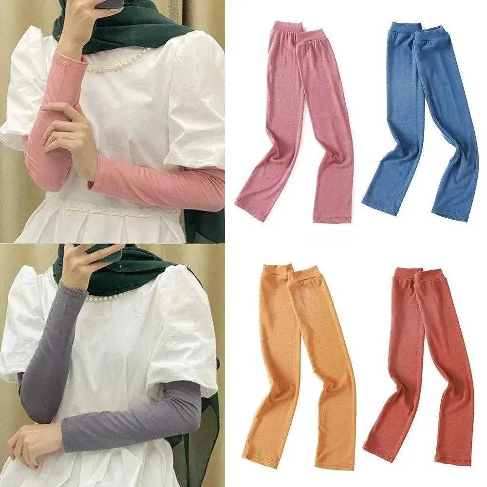 Ramadan Abayas Arm Cover Muslim Women Hijab Sleeves Stretchy Modal Islam Abaya Arm Warmers Solid Color Arm Aleeves Muslim Clothe