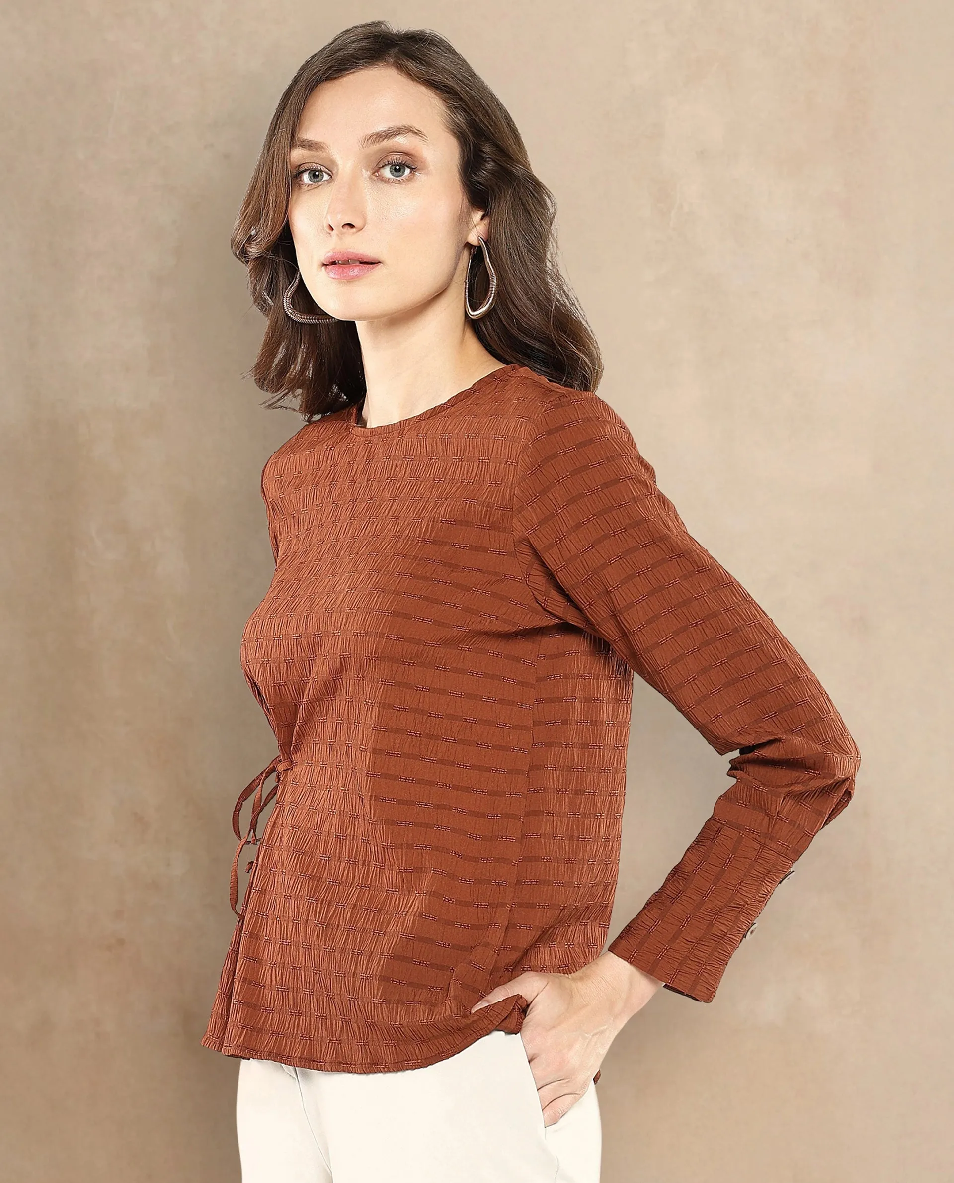 Rareism Women Kiop Rust Plain Top