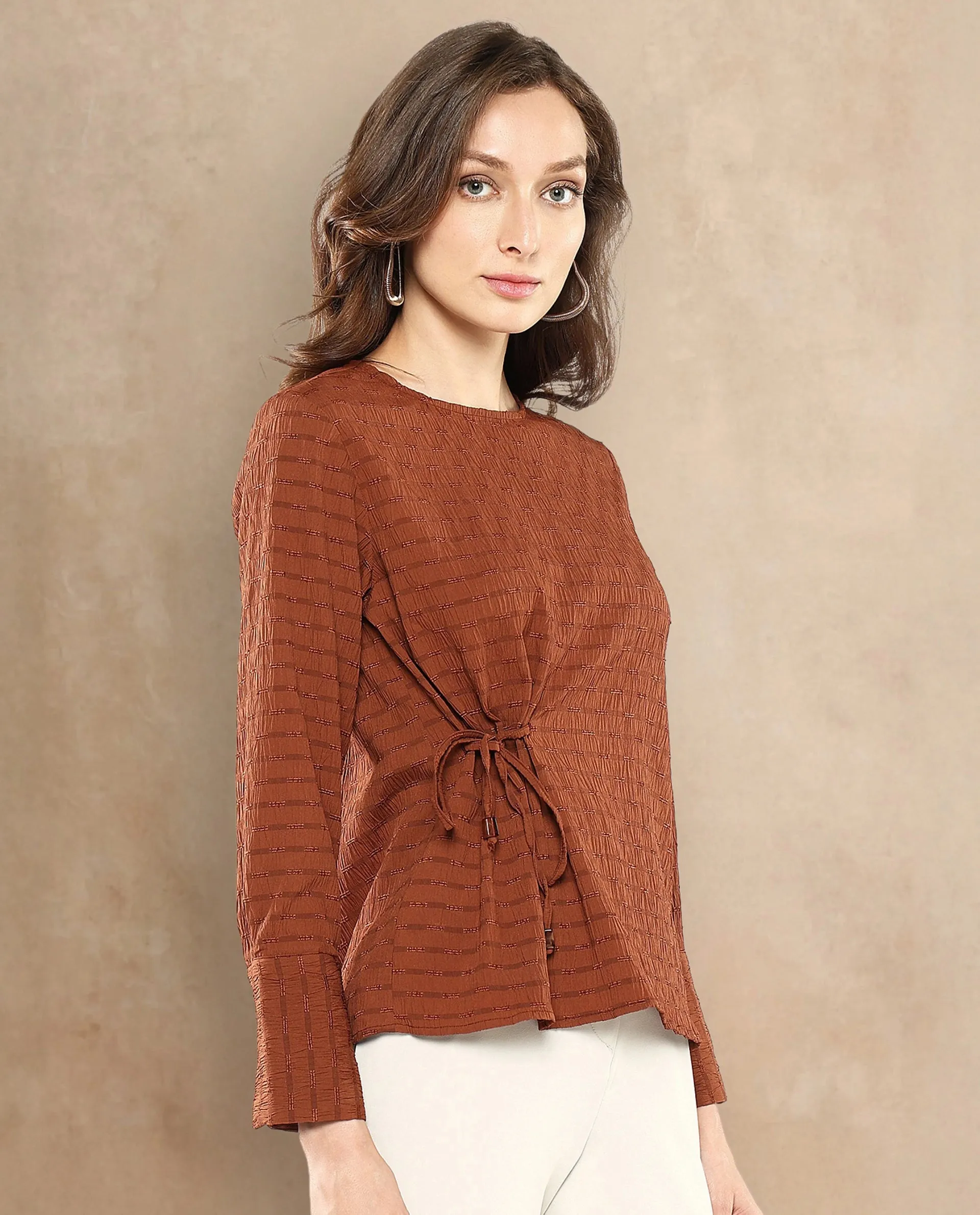 Rareism Women Kiop Rust Plain Top