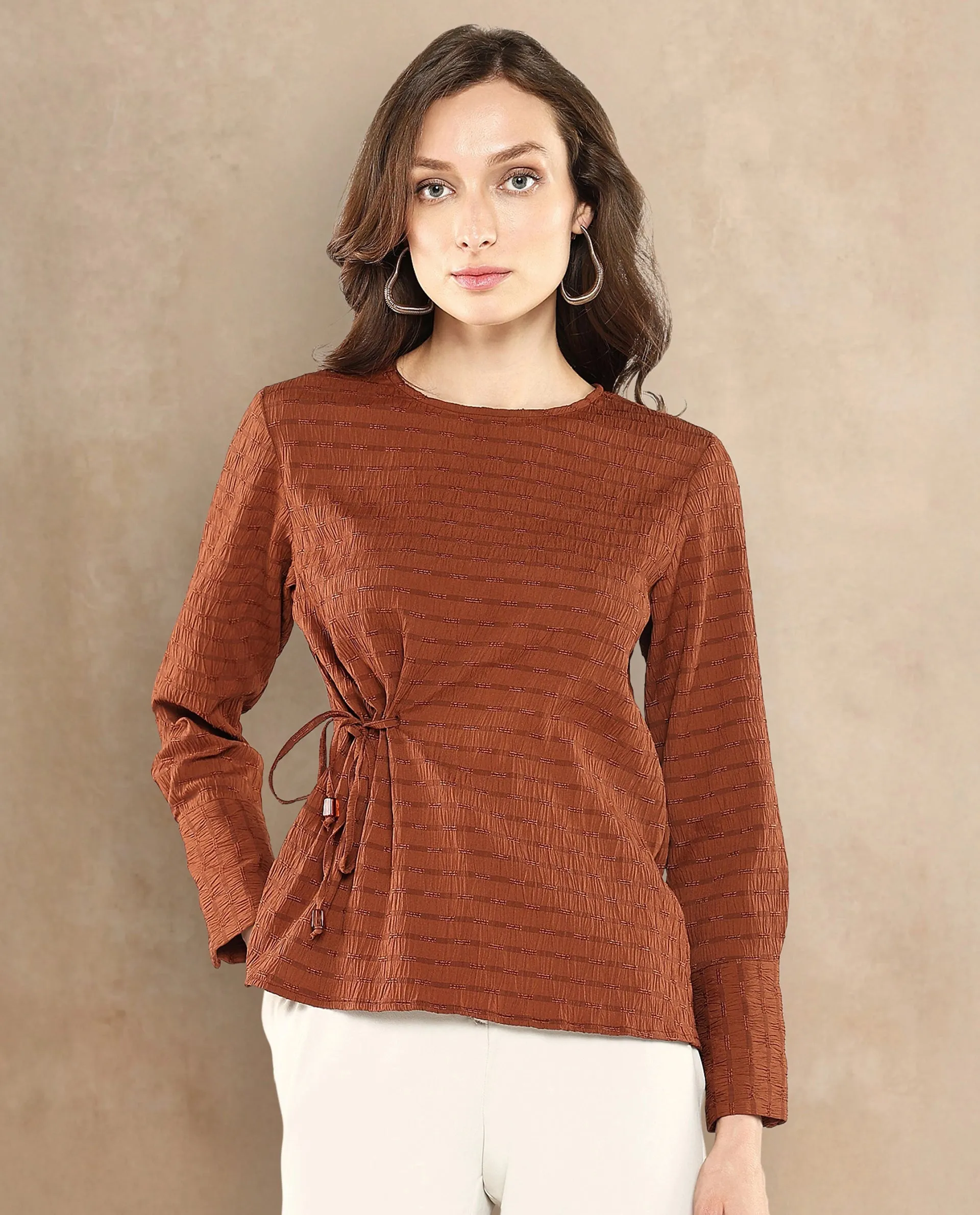 Rareism Women Kiop Rust Plain Top