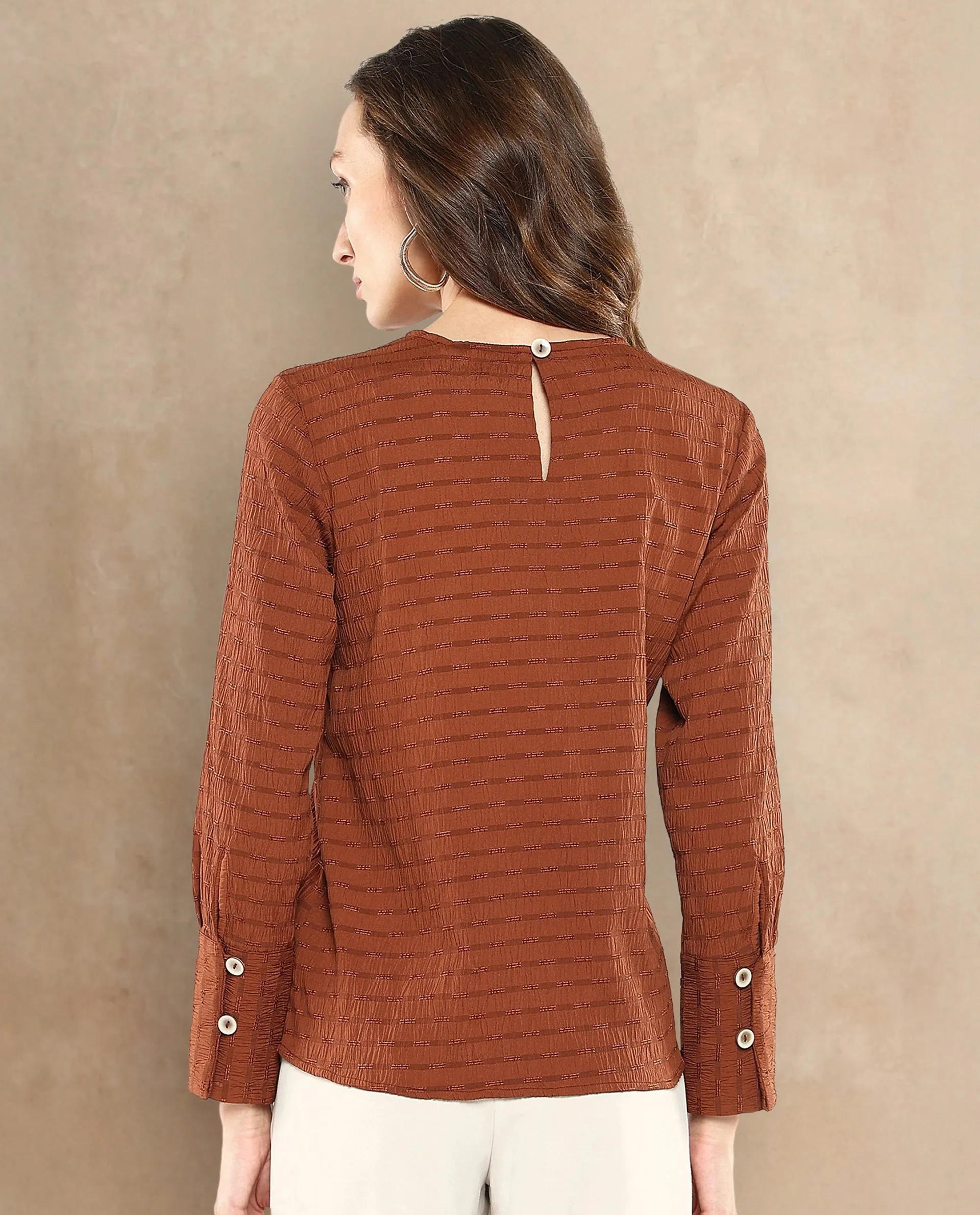 Rareism Women Kiop Rust Plain Top