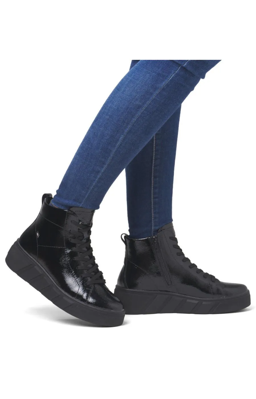 Rieker Patent Leather Boot in Black