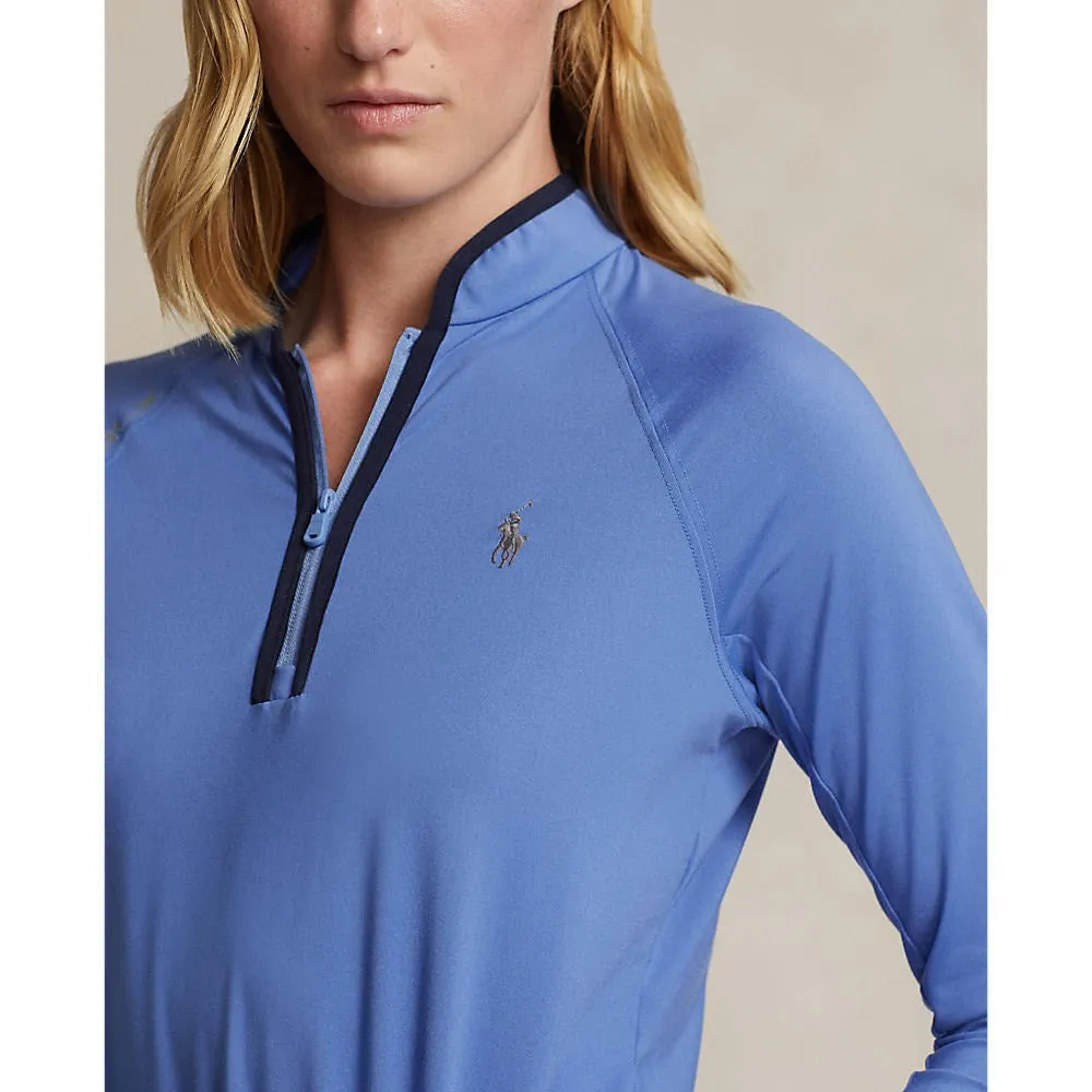 RLX Ralph Lauren Women's Jersey Quarter Zip Golf Pullover - Greenwich Blue/Navy