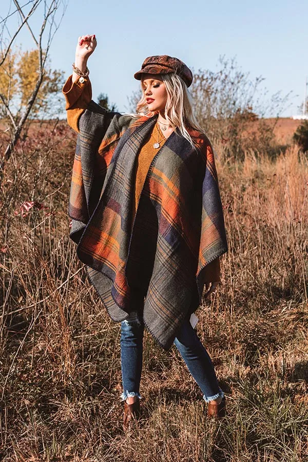 Roman Holiday Plaid Poncho