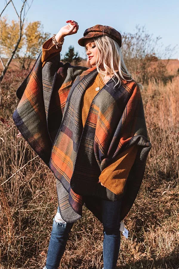 Roman Holiday Plaid Poncho