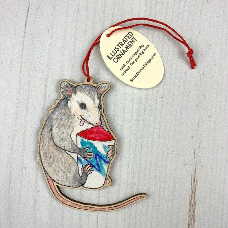 Sarah Draws Things Opossum Water Ice Ornament