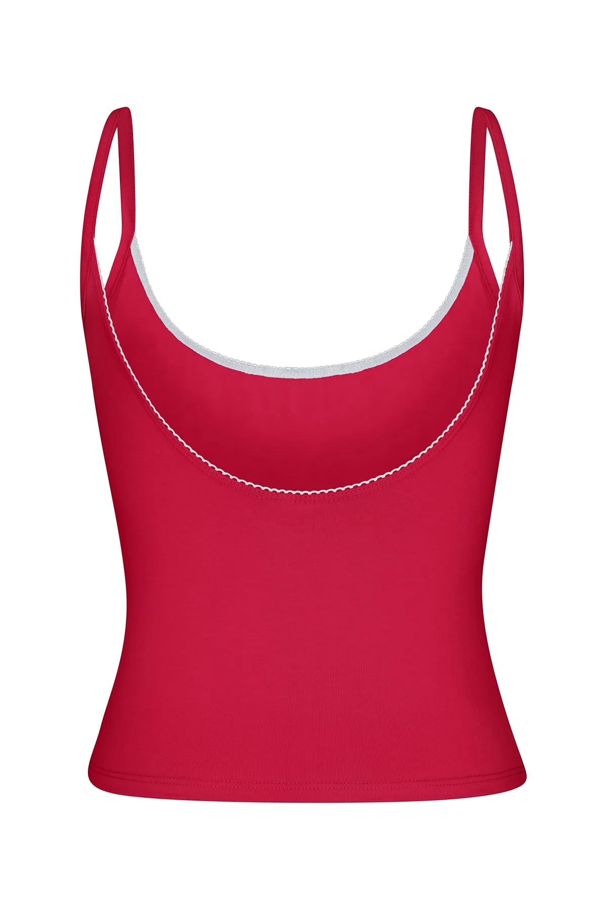 SCOOP BACK CAMI IN CHERRY