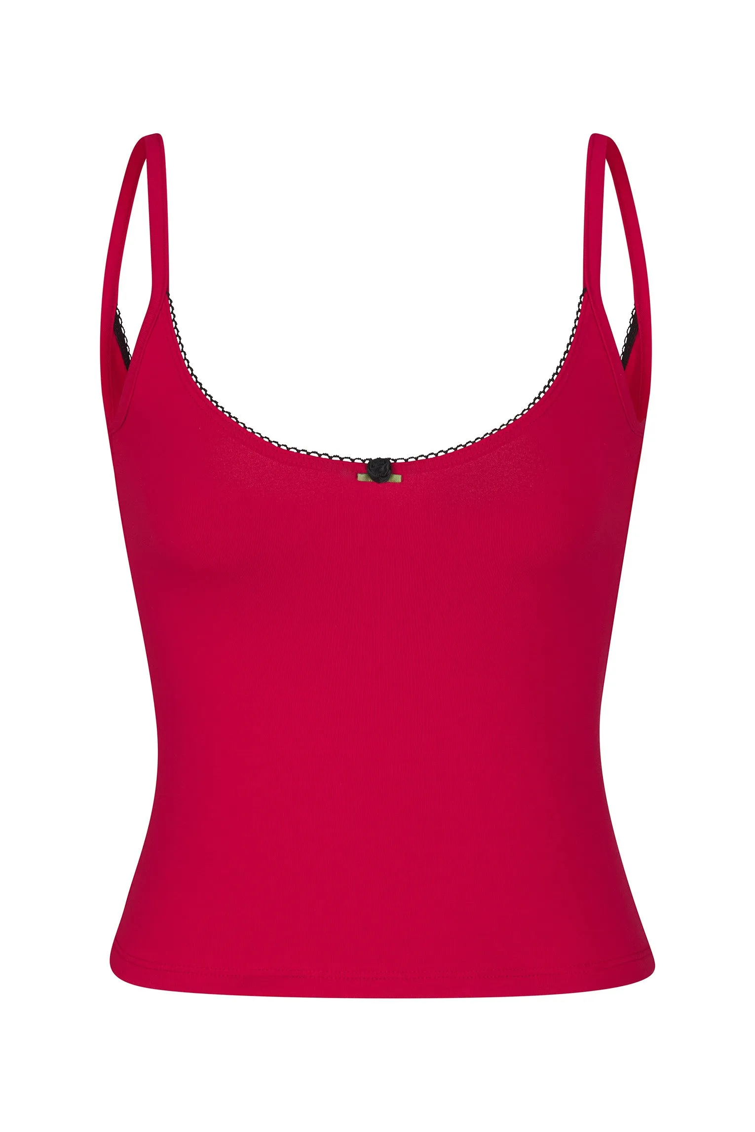 SCOOP BACK CAMI IN CHERRY/ONYX