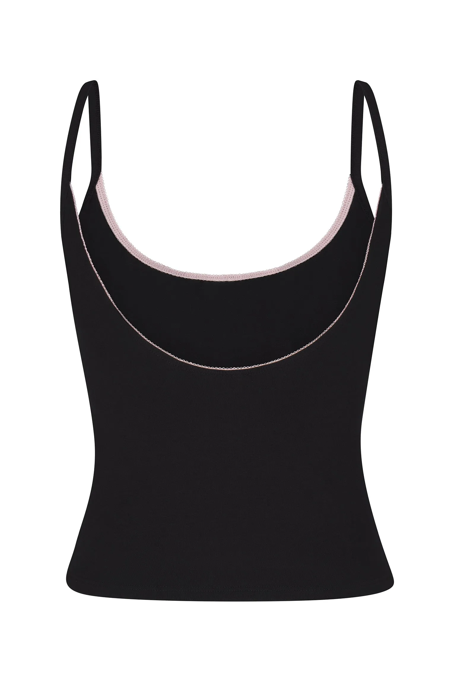 SCOOP BACK CAMI IN ONYX/PETAL