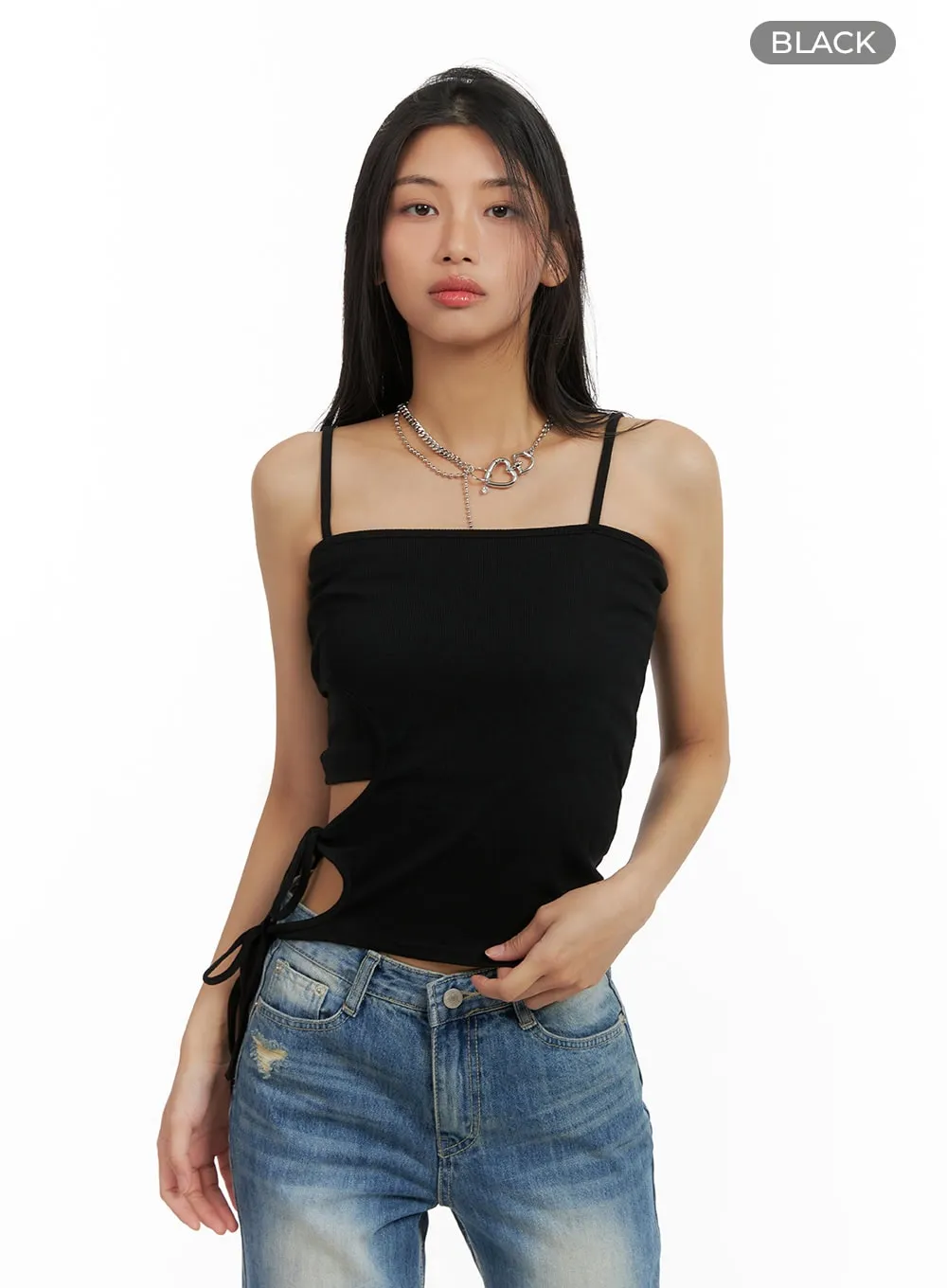 Side Cut Out Solid Cami Top CA424