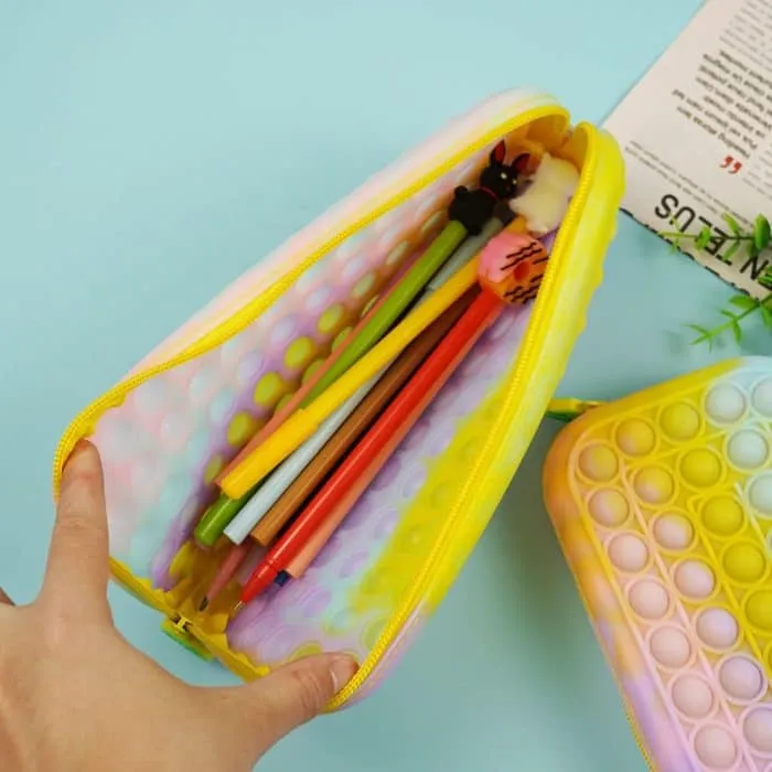 Silicone Fidget Pop Pen Pouch Personalized Pencil Bags