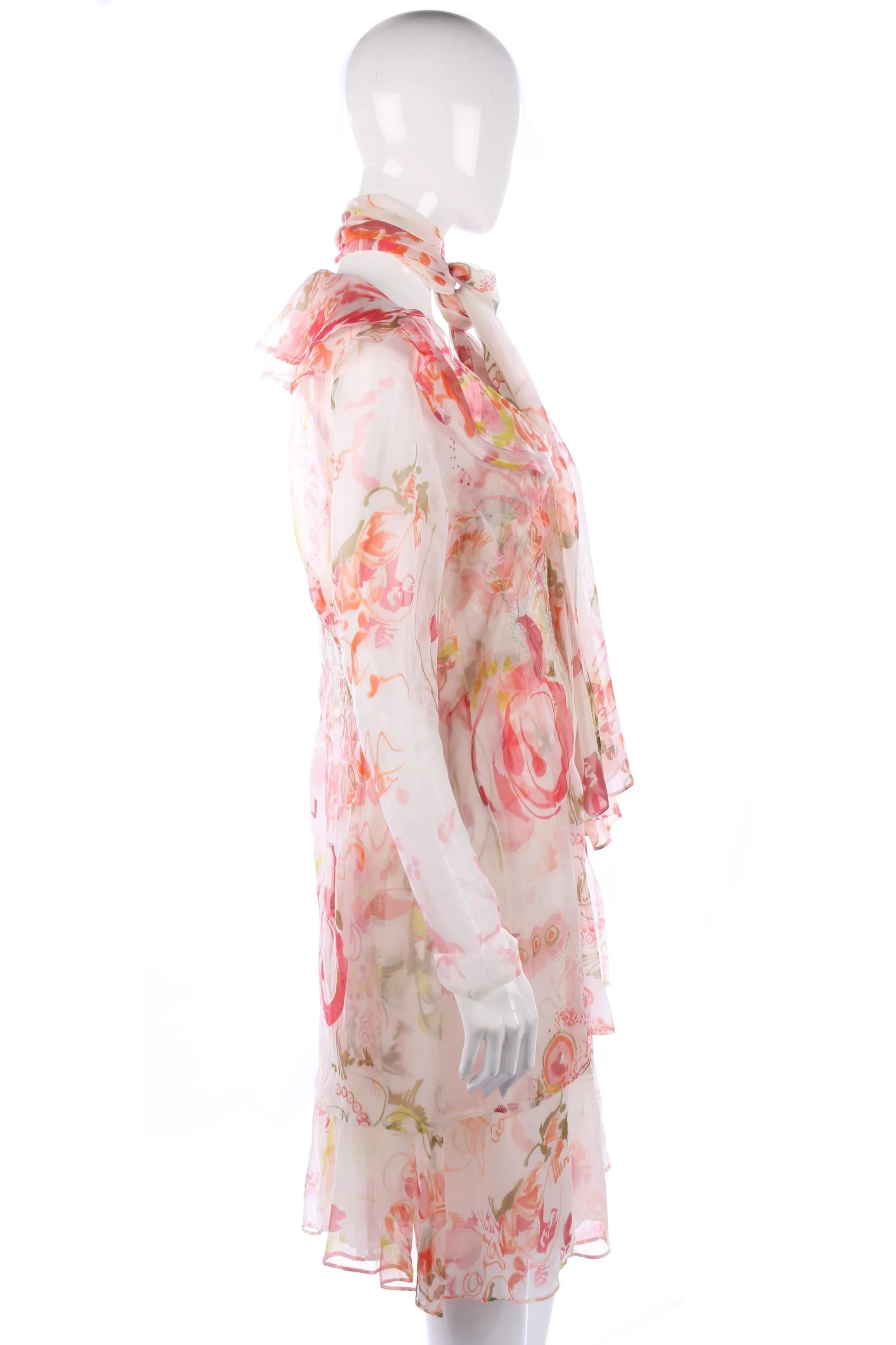 Silk Zapa dress, coat and scarf, size M