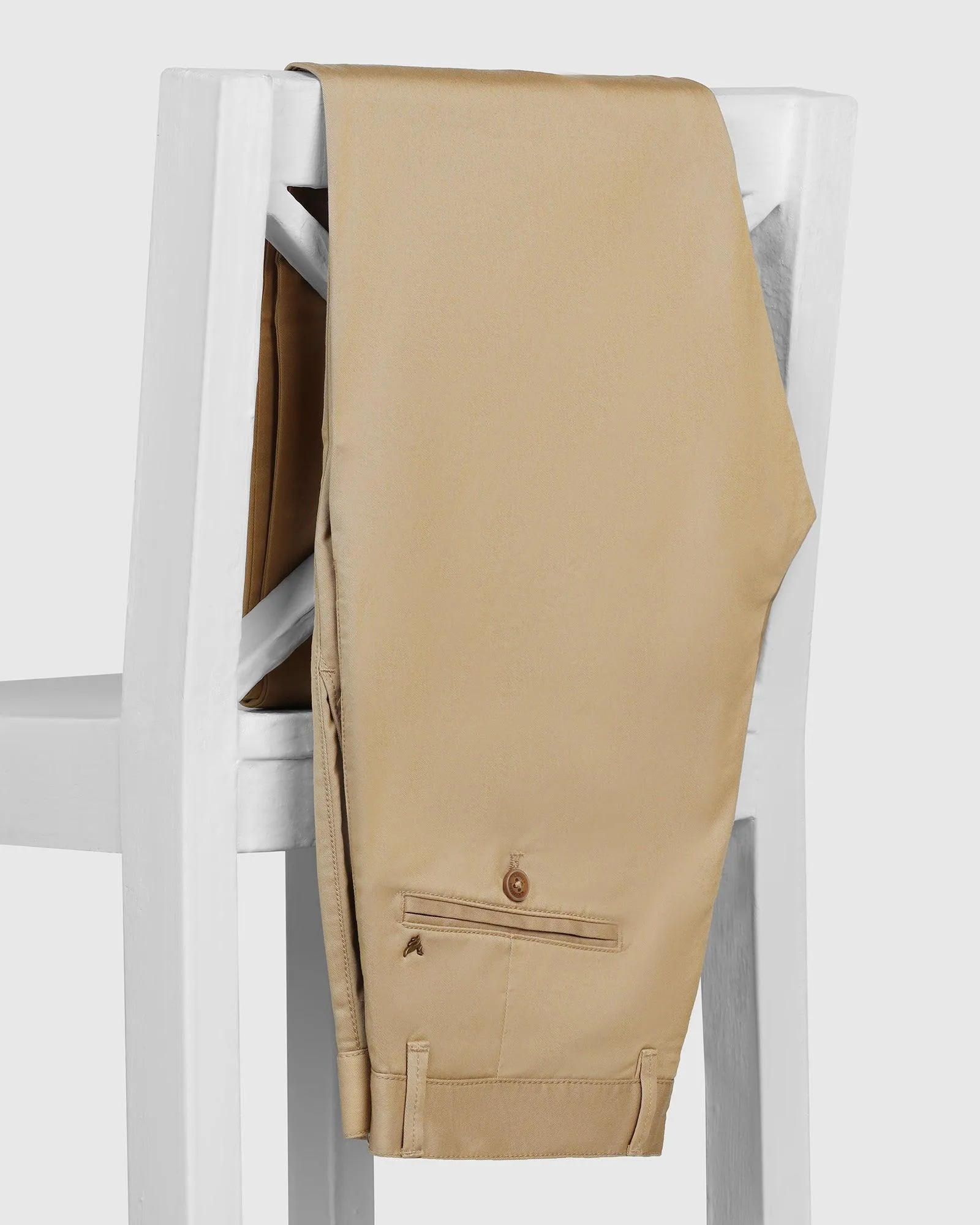 Slim Comfort B-95 Casual Beige Solid Khakis - Marico