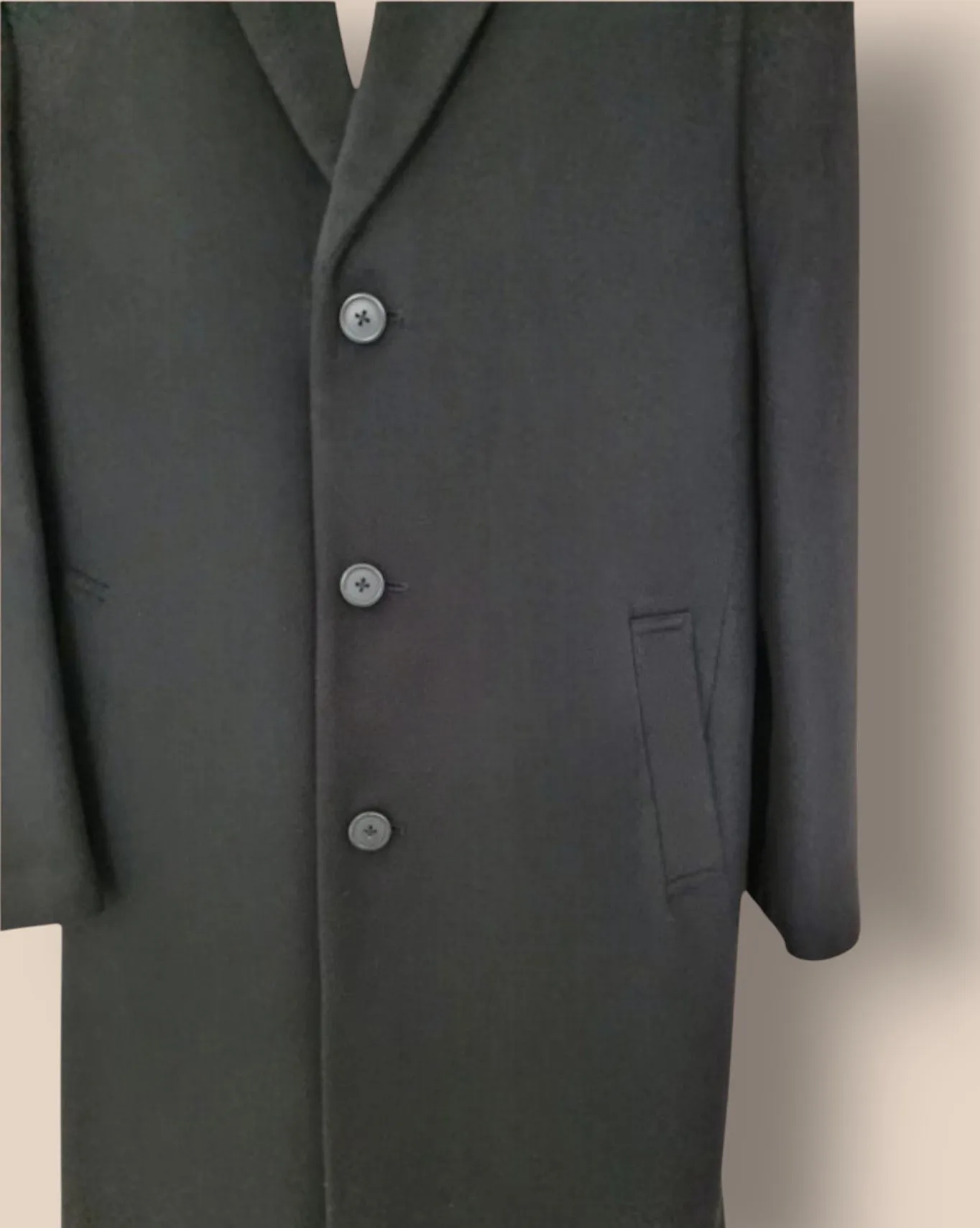 Stafford Men’s Long Black Wool Coat Overcoat Size L 40