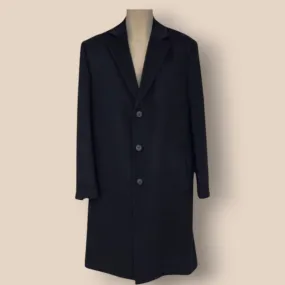 Stafford Men’s Long Black Wool Coat Overcoat Size L 40