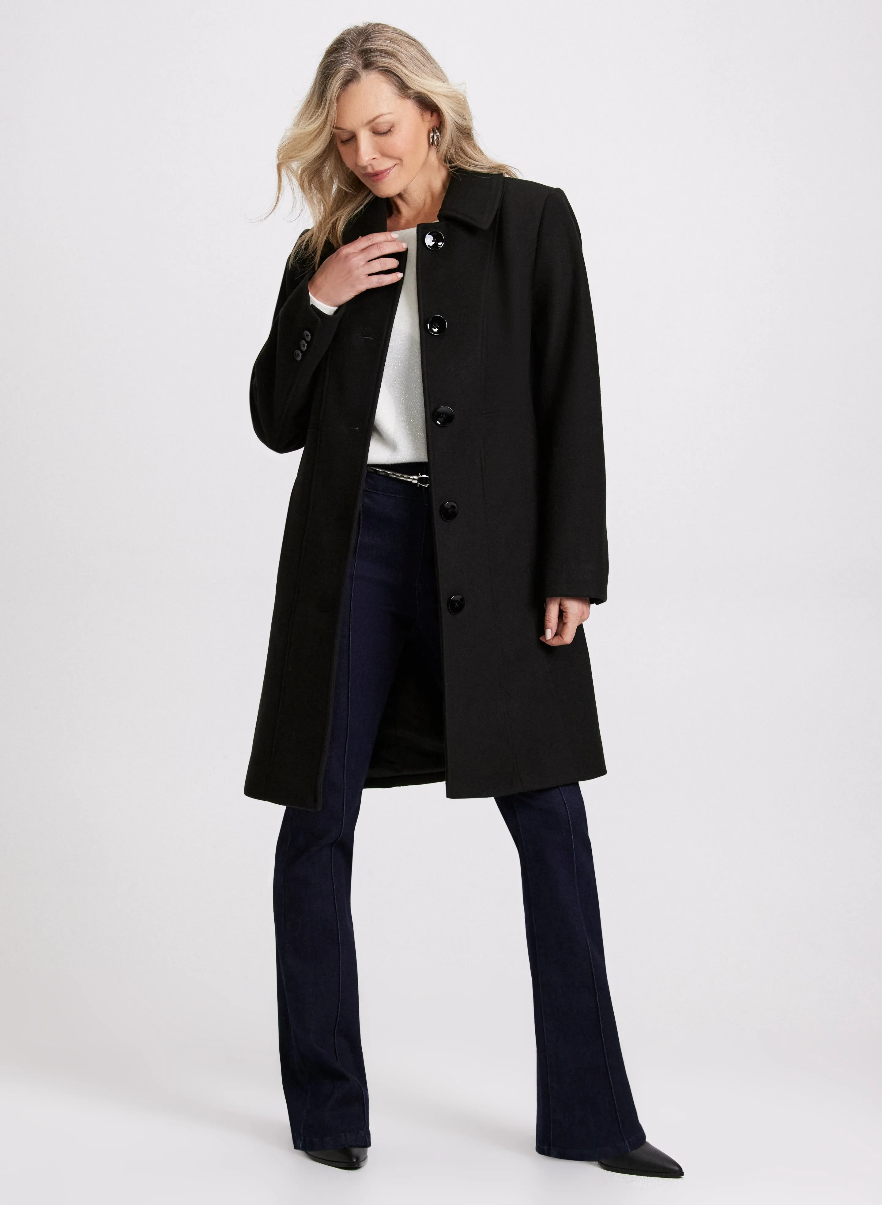 Stretch Wool Blend Coat